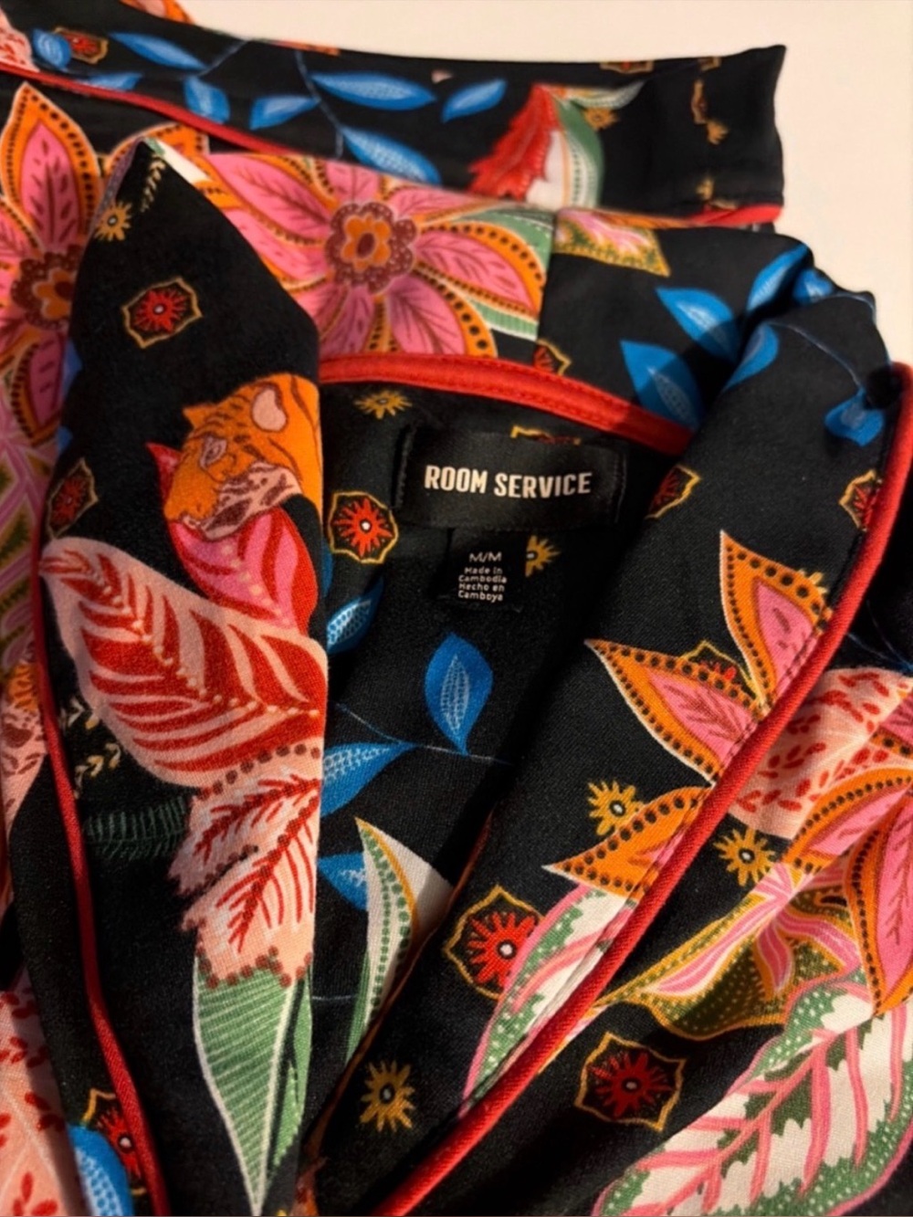 Room Service Medium Floral Tiger Pajama Set